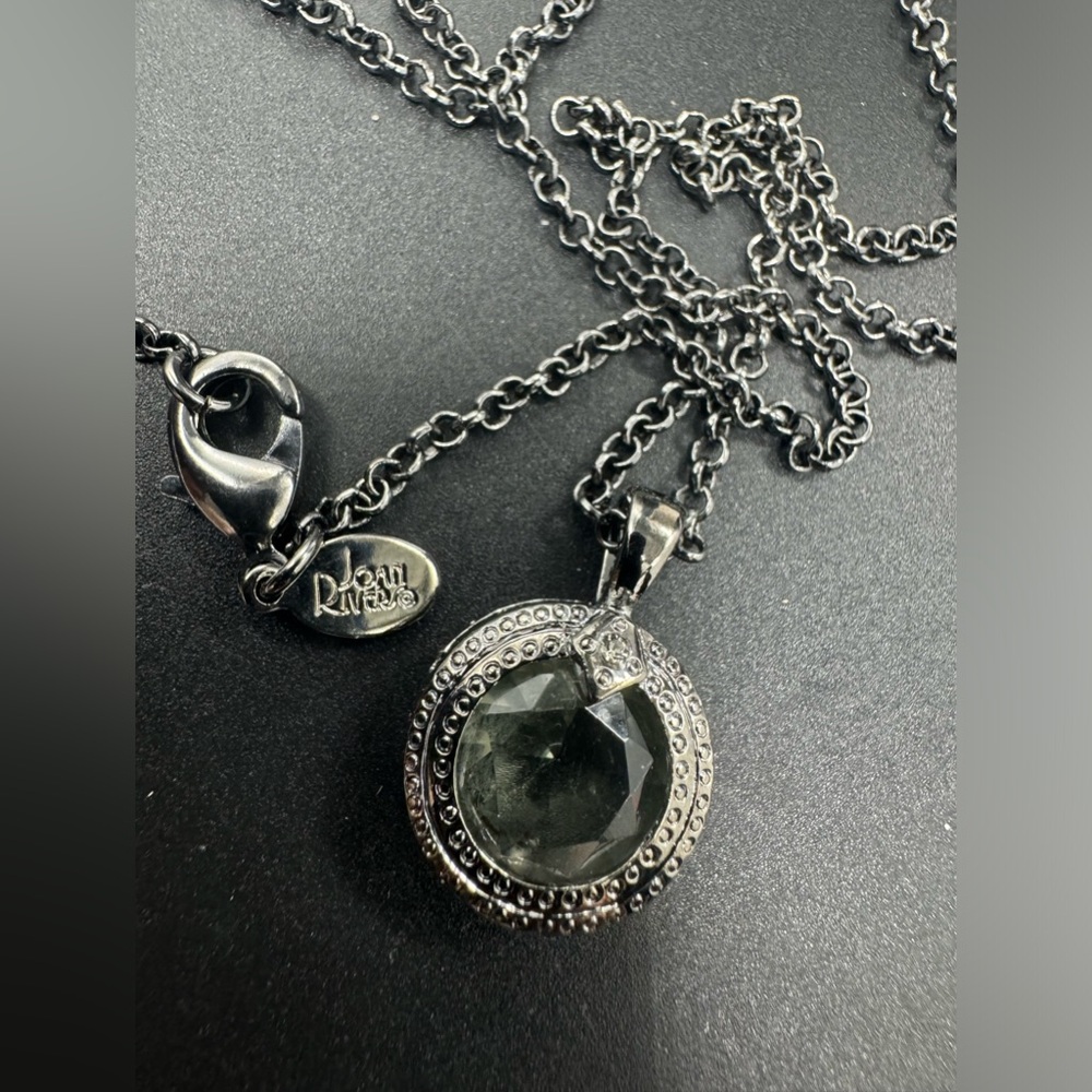 Vintage Joan Rivers Classic Collection Hematite Tone Australian Crystal Pendant